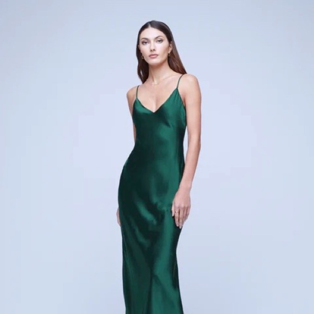 Serita Bias-Cut Silk Charmeuse Maxi Gown - Picture 1 of 13